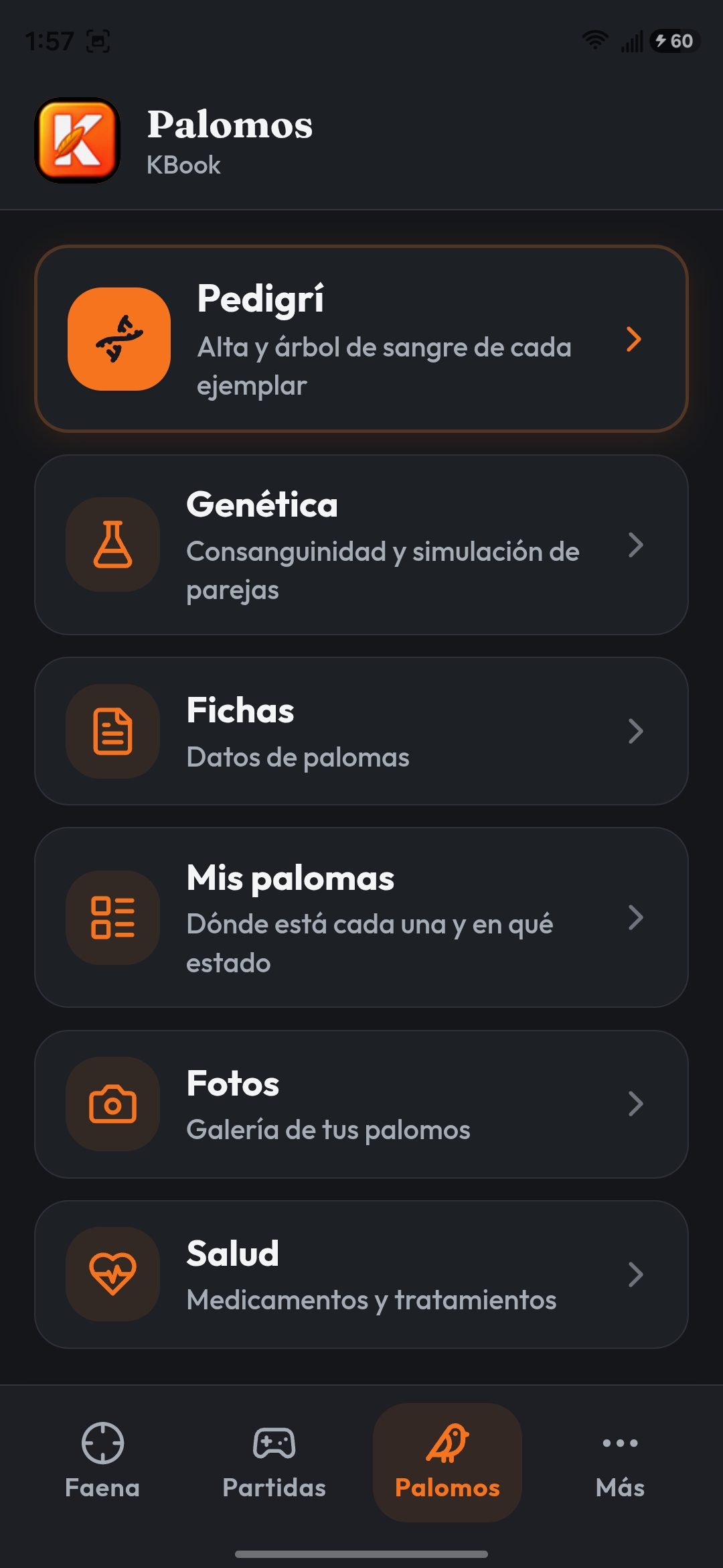Apariencia oscura en Palomos